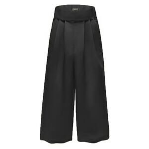 Megan Renee Black Cotton Wide Leg Trousers Size Medium